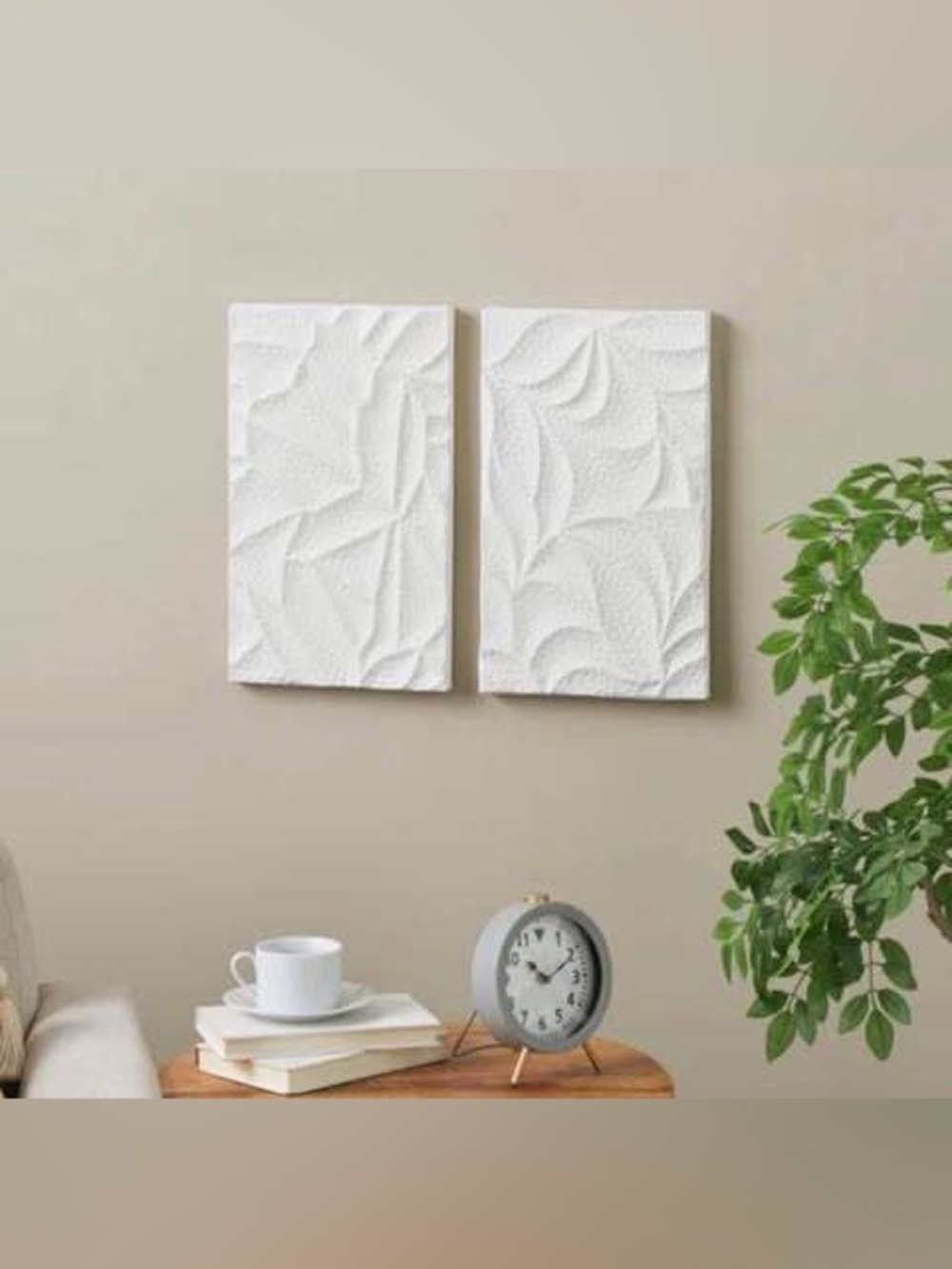 (NEW) Textured White 3D Wall Panels - Set of 2